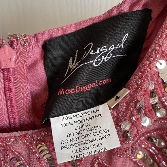 Nwt Mac Duggal Triangle Bead & Sequin Pattern Midi Sheath Dress in Rosewood Pink - Picture 10 of 15